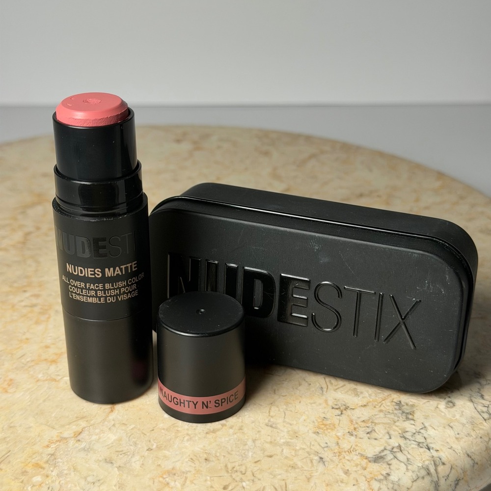 Nudestix Nudies Matte Blush 0.25oz Naughty N' Spice Rose Stick with Tin